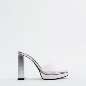 Zara HIGH HEELED VINYL SANDALS